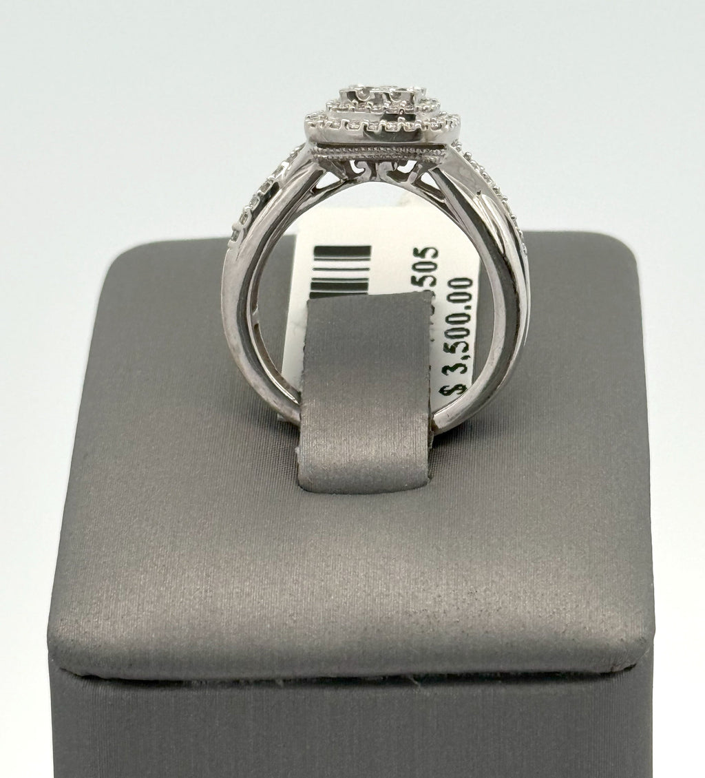10k White Gold 0.50 CT Diamond Cluster Ring, 3.8g, Size 4.75, S08430