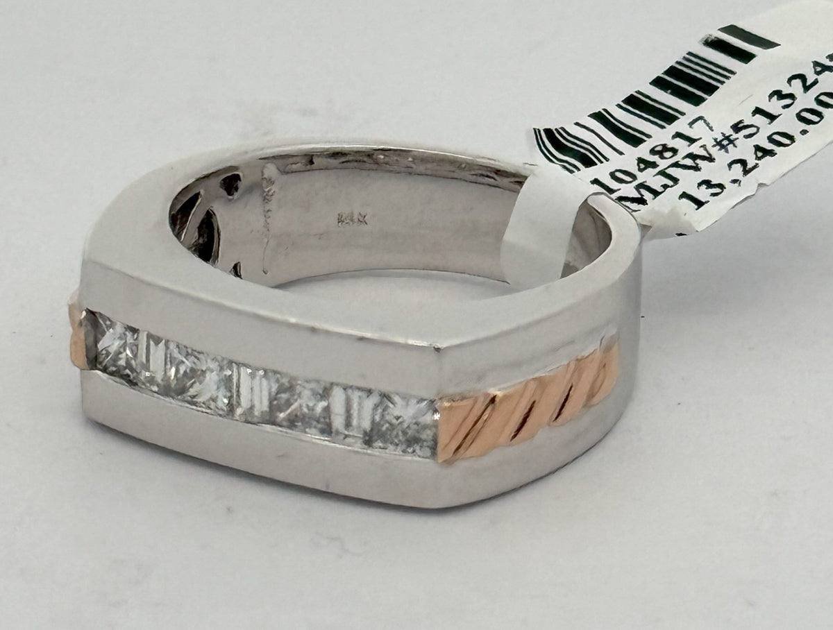 14k Two Tone Gold 1.40 CT Diamond Men's Ring, 12.9g, Size 10.25, S104817