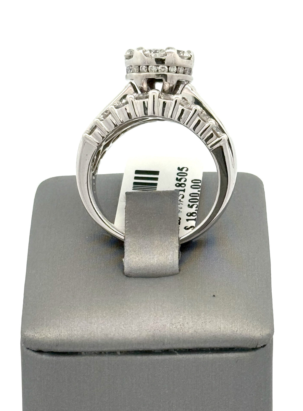 14k White Gold 4.00 CT Diamond Cluster Ladies Ring, 13.7 gm, Size 9, S108477
