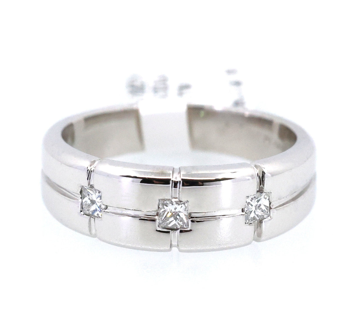 14k White Gold Men's Diamond Wedding Band 9.0g, S108912