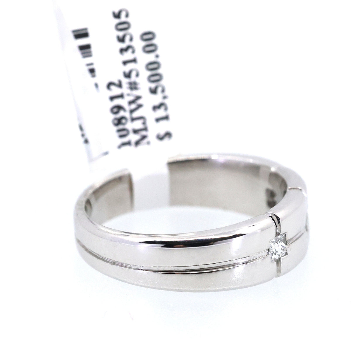 14k White Gold Men's Diamond Wedding Band 9.0g, S108912