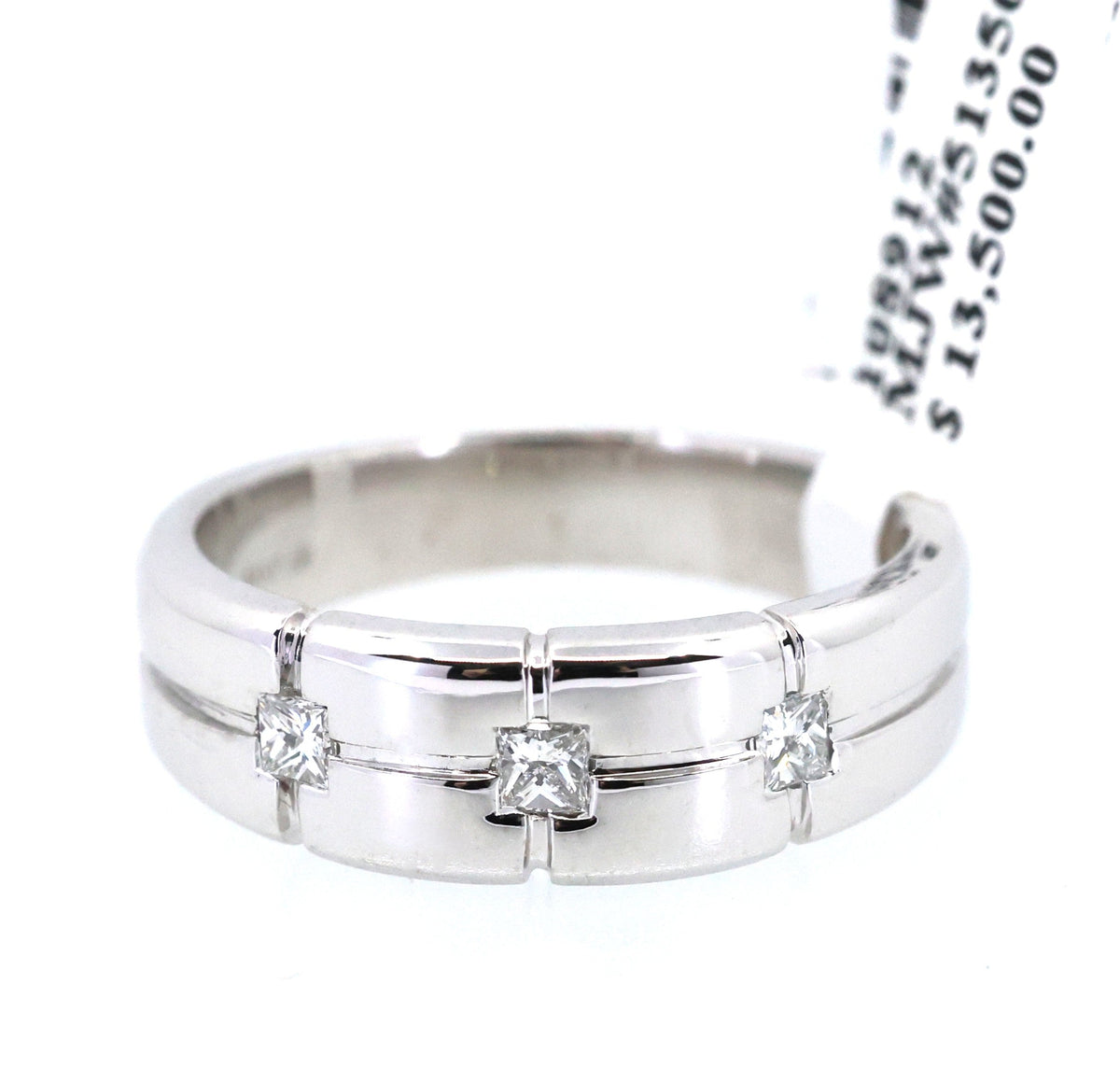 14k White Gold Men's Diamond Wedding Band 9.0g, S108912