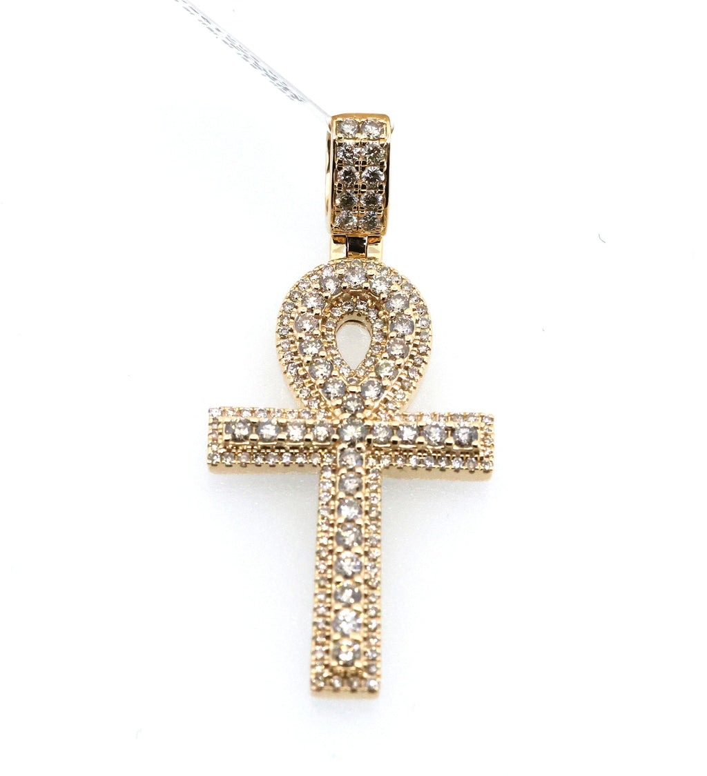 14k Yellow Gold 1.25CT Diamond Cross Pendant, 10.2gm, S108914