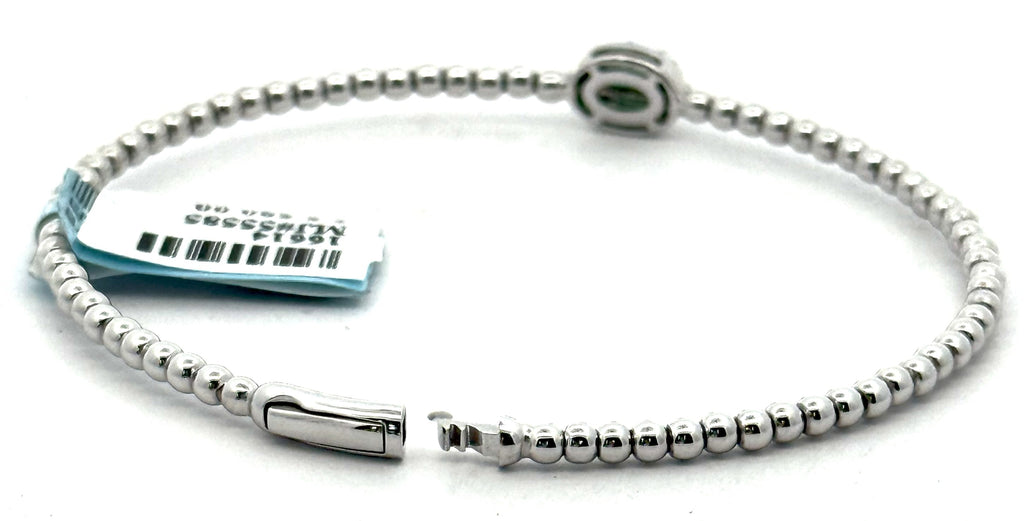14k White Gold 1.00 CT Diamond & Emerald Bangle Bracelet, 6.1gm, S16614