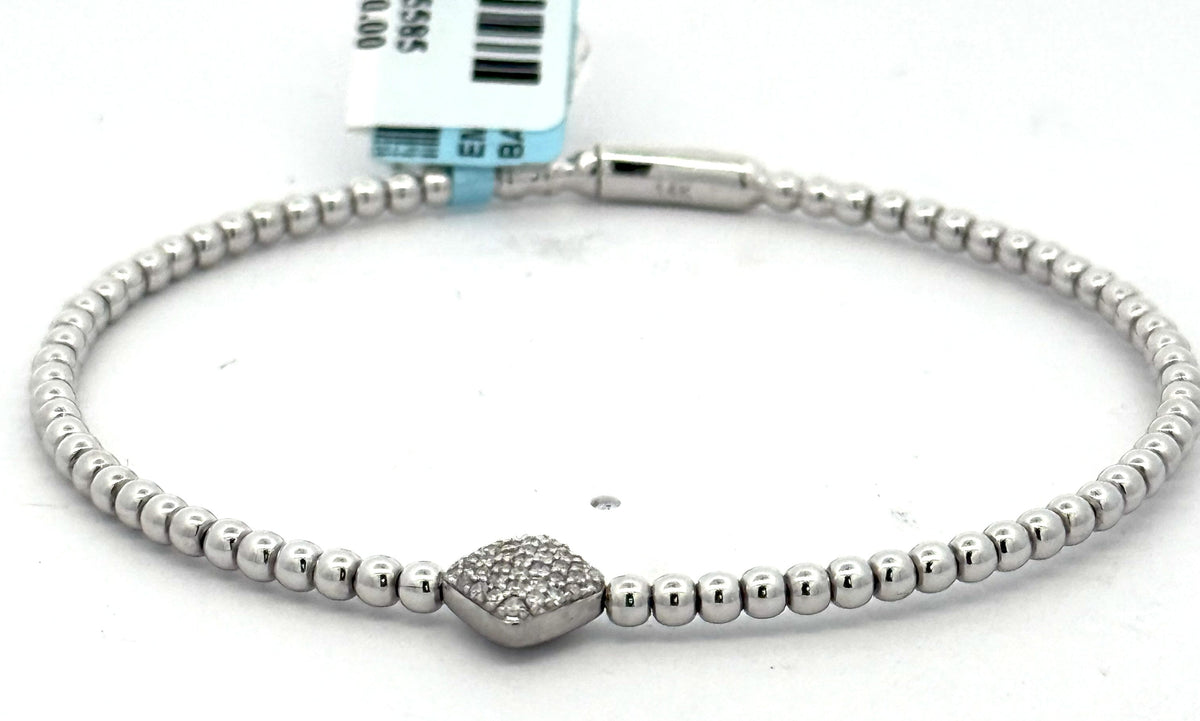 14k White Gold 0.45 CT Diamond Bangle Bracelet, 6.0gm, S16619
