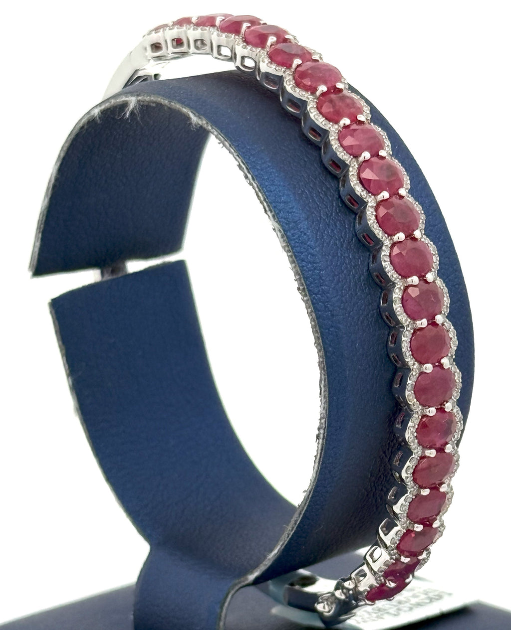 14k White Gold 10.00CT Diamond & Ruby Bangle Bracelet, 15.0g, S16617
