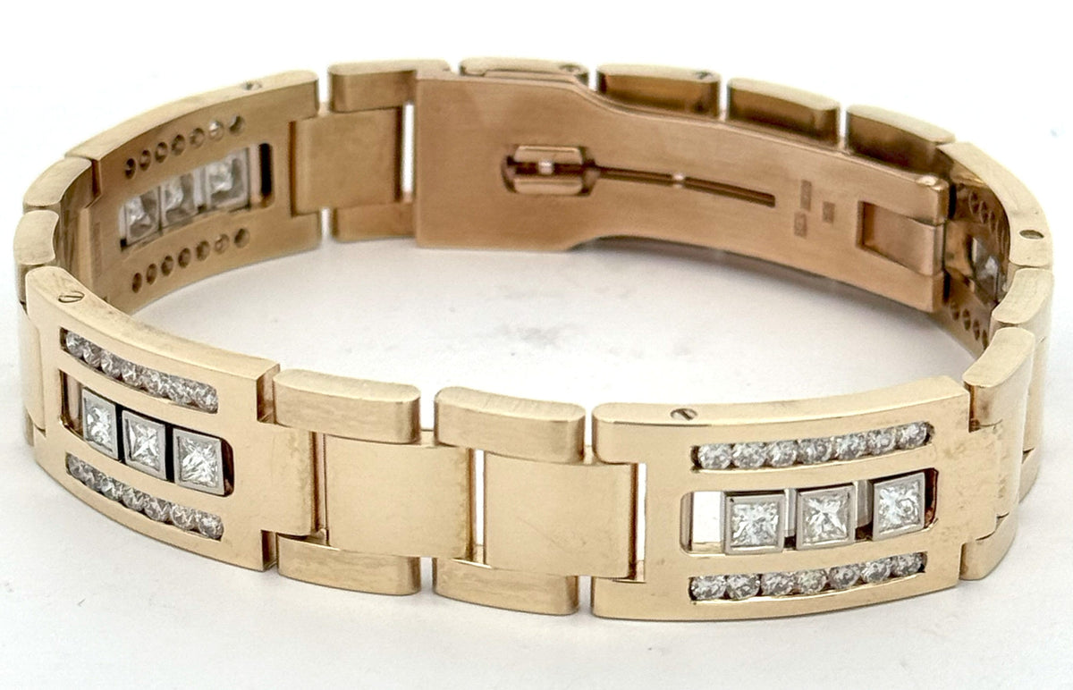 14K Yellow Gold Men's Floating Diamond Bracelet 79.2g S108491