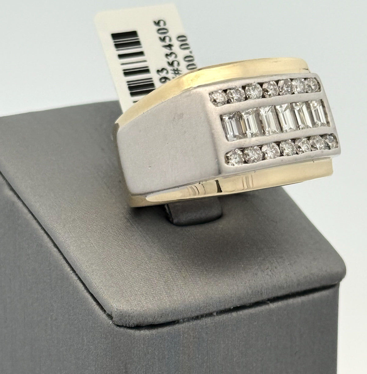 14k Two Tone Gold 2.00 CT Diamond Men's Ring, 28.5g, Size 10, S108493