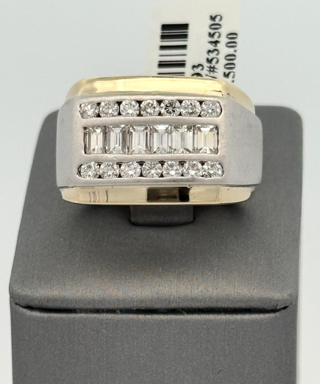 14k Two Tone Gold 2.00 CT Diamond Men's Ring, 28.5g, Size 10, S108493