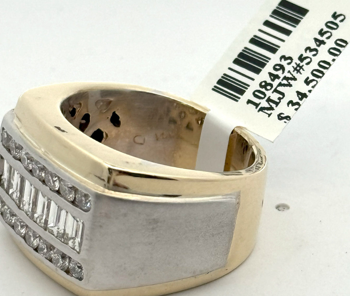 14k Two Tone Gold 2.00 CT Diamond Men's Ring, 28.5g, Size 10, S108493