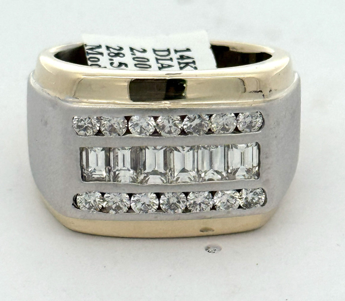 14k Two Tone Gold 2.00 CT Diamond Men's Ring, 28.5g, Size 10, S108493