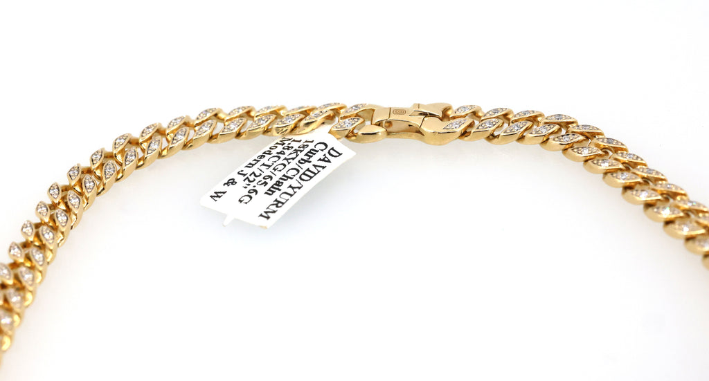 David Yurman Curb Chain Necklace 18K Yellow Gold with Diamonds, S108926 (Pre-owned)