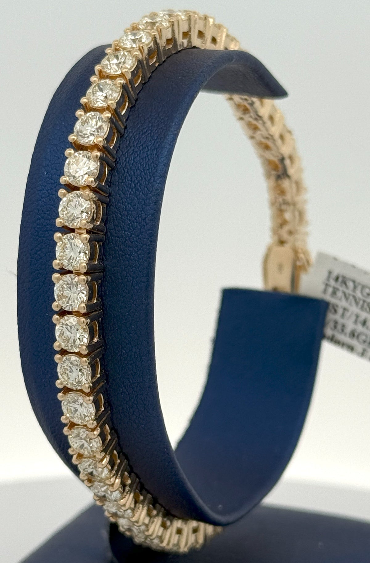 14k Yellow Gold 14.00CT Diamond Tennis Bracelet, 8", 33.6g, S108497