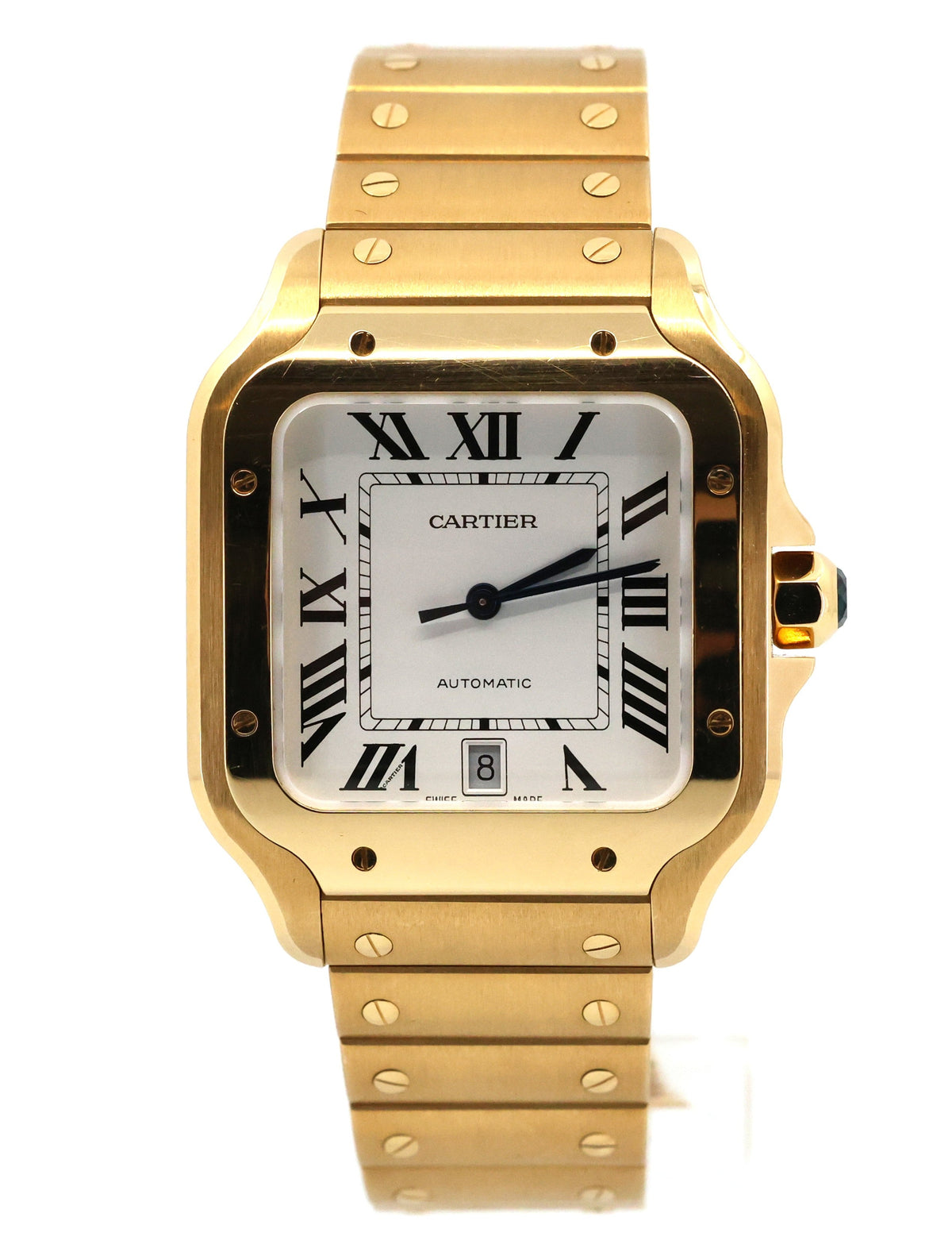 Cartier Santos de Cartier watch Large White Dial 18k Yellow Gold WGSA0029, S16882