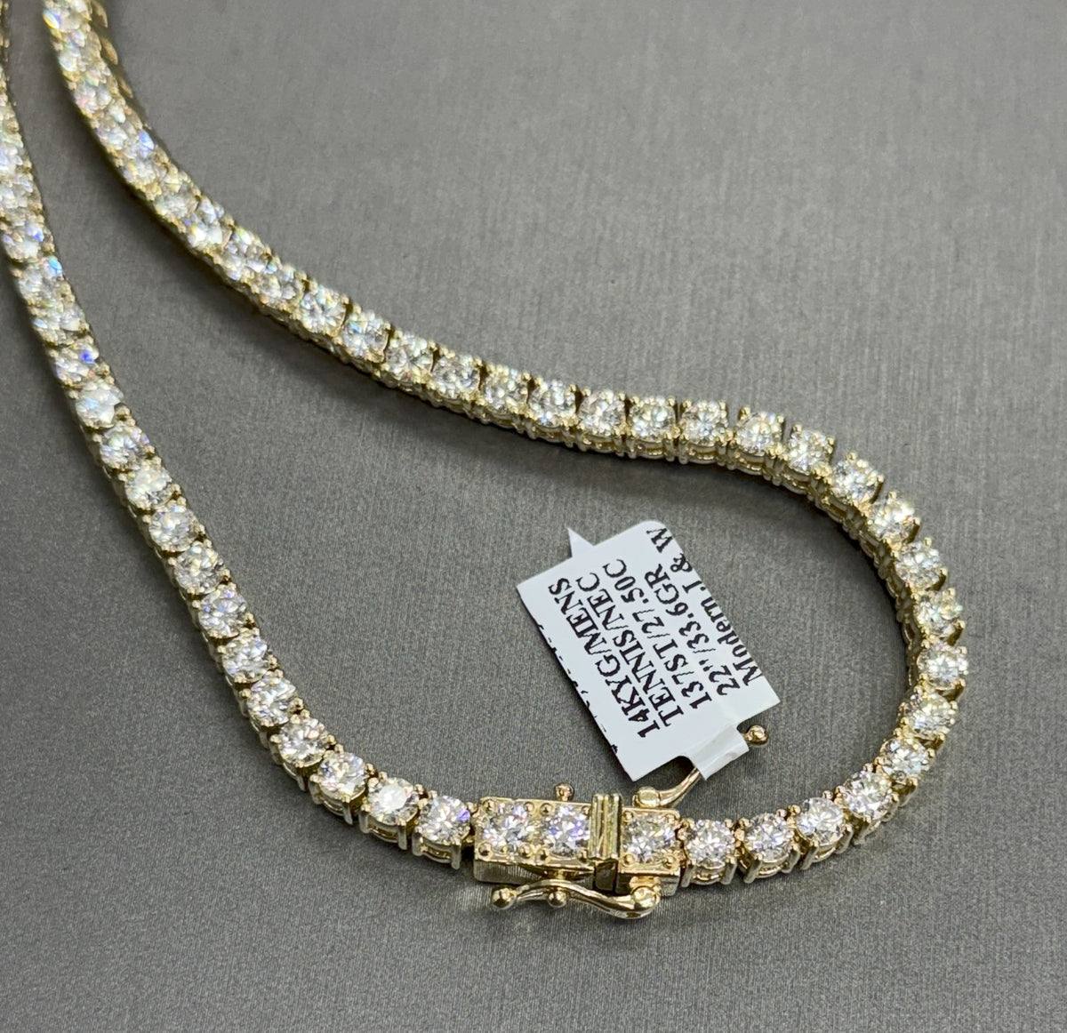 14k Yellow Gold 26.25 Ct Diamond Tennis Necklace, 33.6g, 22", S108498