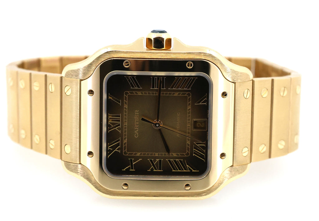 Santos de Cartier Watch Large Sunray Dial 18k Yellow Gold WGSA0095 NEW, B/P 2025