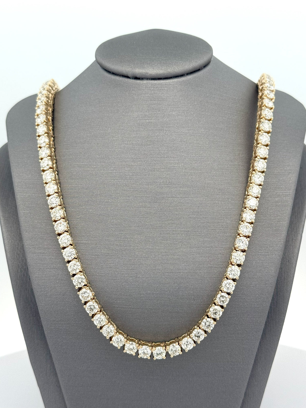 14k Yellow Gold 26.25 Ct Diamond Tennis Necklace, 33.6g, 22", S108498