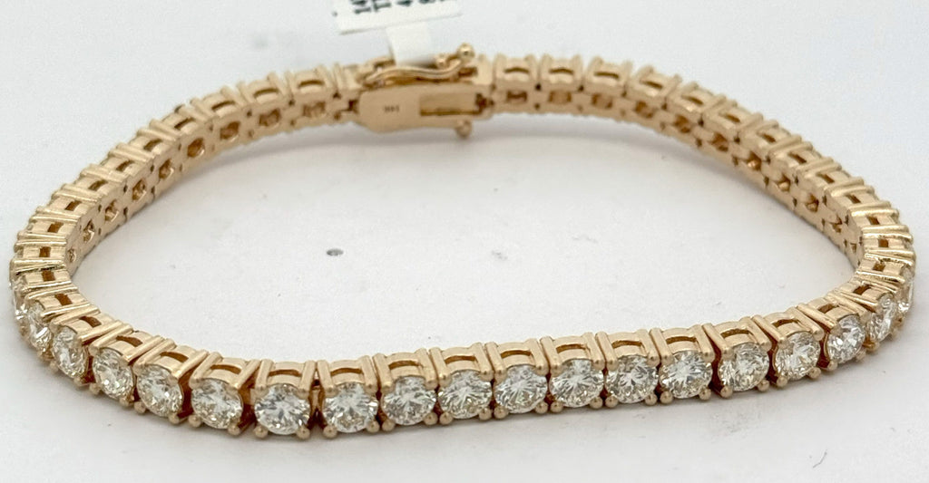 14k Yellow Gold 14.00CT Diamond Tennis Bracelet, 8", 33.6g, S108497