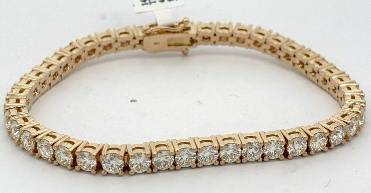 14k Yellow Gold 14.00CT Diamond Tennis Bracelet, 8", 33.6g, S108497