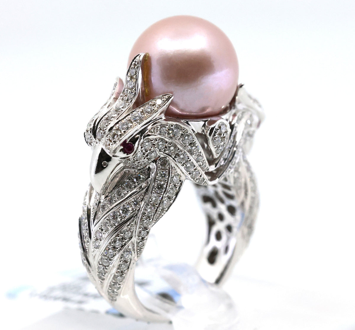18k White Gold 2.64CT Diamond Birds Ring, 21.2g, Size 7.25, S16893