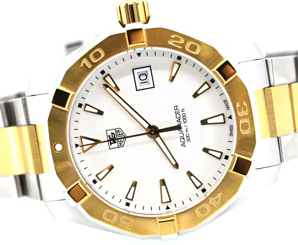 Tag Heuer Aquaracer 41mm Quartz Two-Tone WAY1120.BB0930 Watch, S108956 (Pre-owned)
