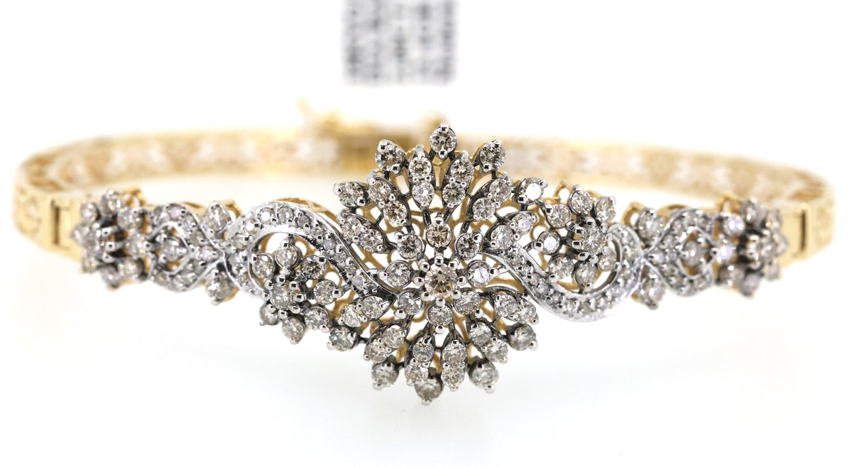 Estate 18k Yellow Gold 2.00Ct Diamond Bangle Bracelet, 15.4G, S108877