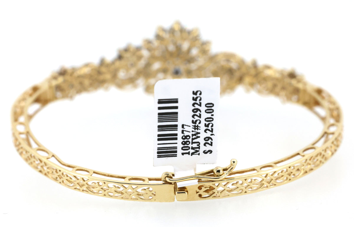 Estate 18k Yellow Gold 2.00Ct Diamond Bangle Bracelet, 15.4G, S108877