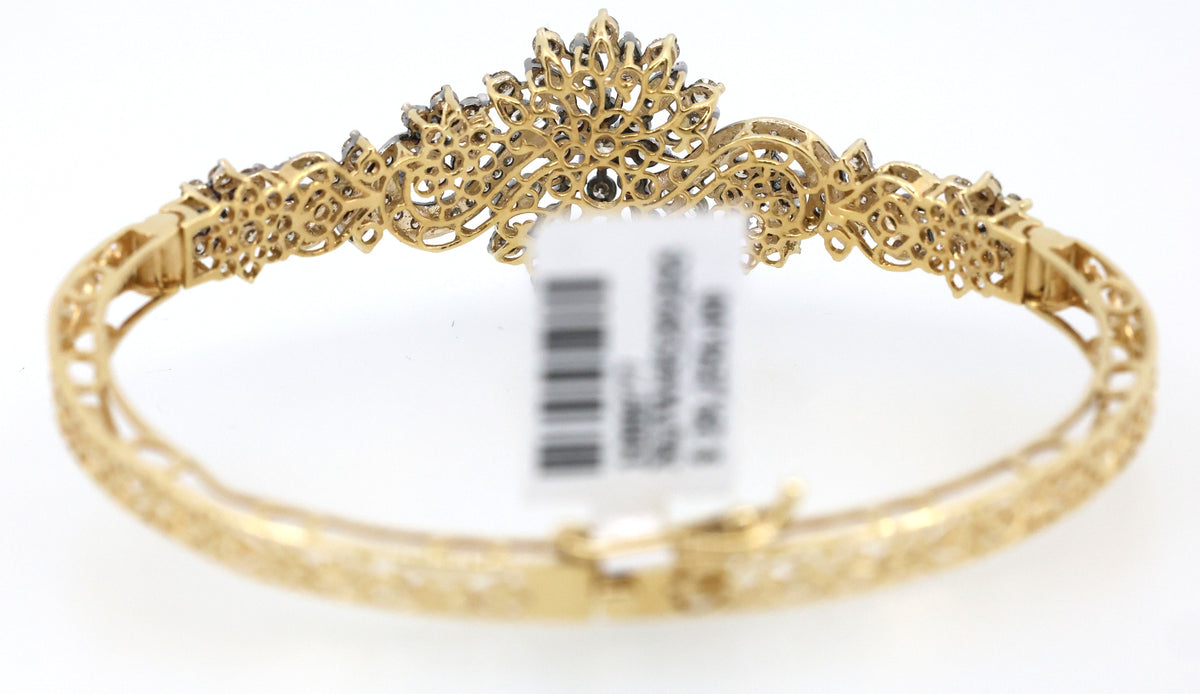Estate 18k Yellow Gold 2.00Ct Diamond Bangle Bracelet, 15.4G, S108877