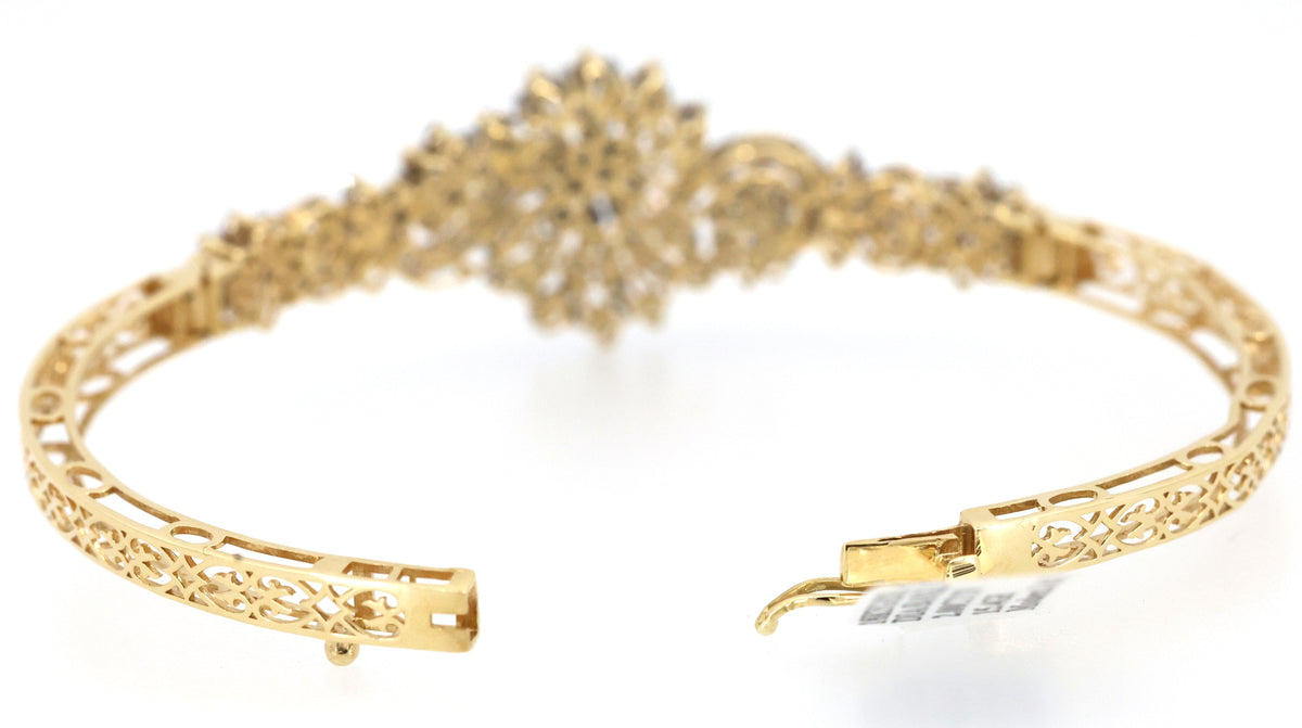 Estate 18k Yellow Gold 2.00Ct Diamond Bangle Bracelet, 15.4G, S108877