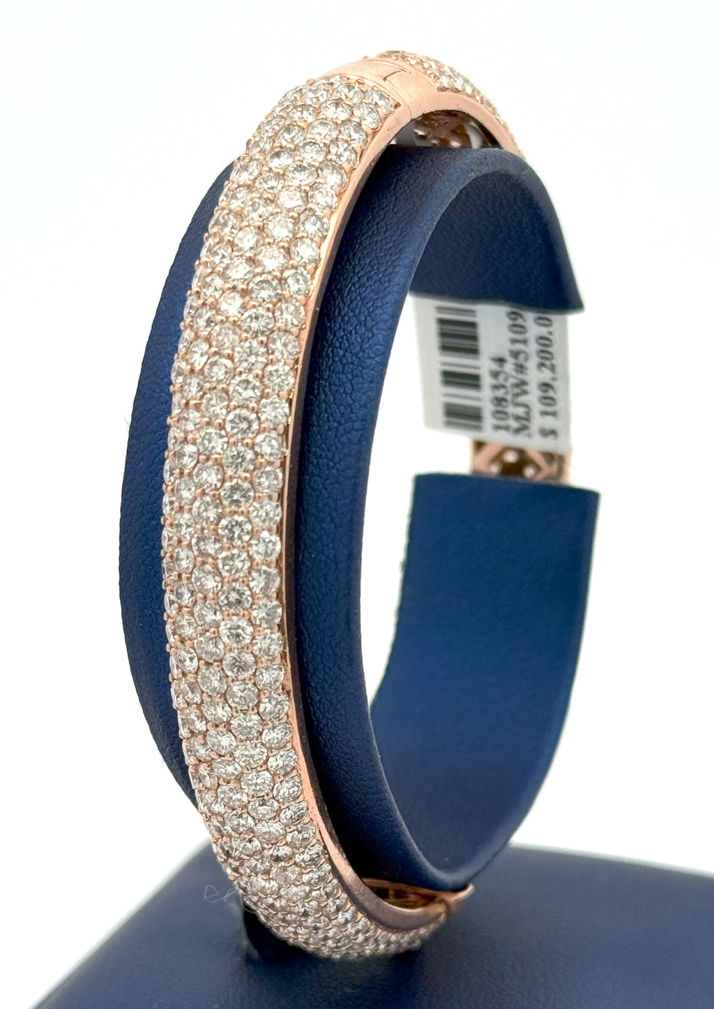 14k Rose Gold 17.75CT Diamond Bangle Bracelet, 31.8g, 8" wrist, S108354