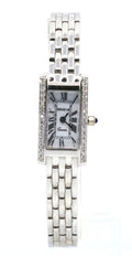 14k White Gold Square Diamond Geneve Italian Watch 28mm (Pre-owned)