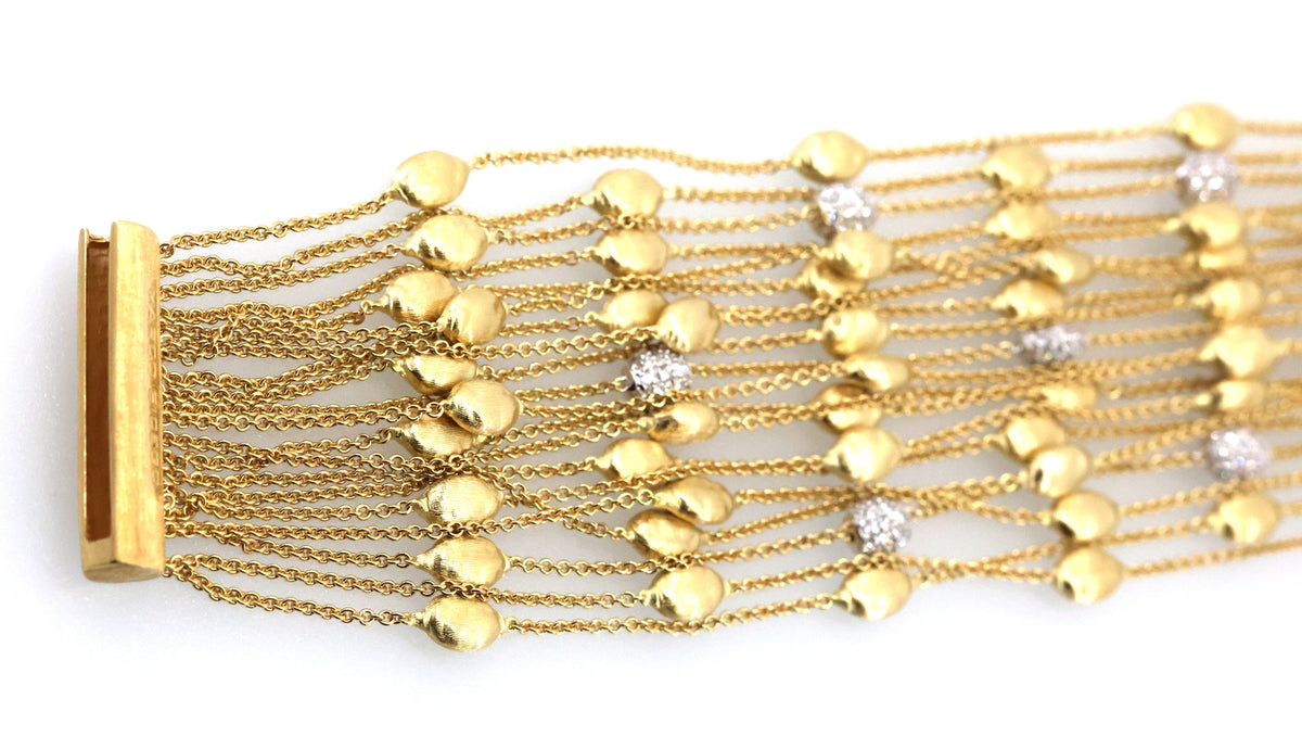 Marco Bicego 18k Yellow Gold 0.75CT Diamond Strand Chain Bracelet, 7", 49.9g, S108966