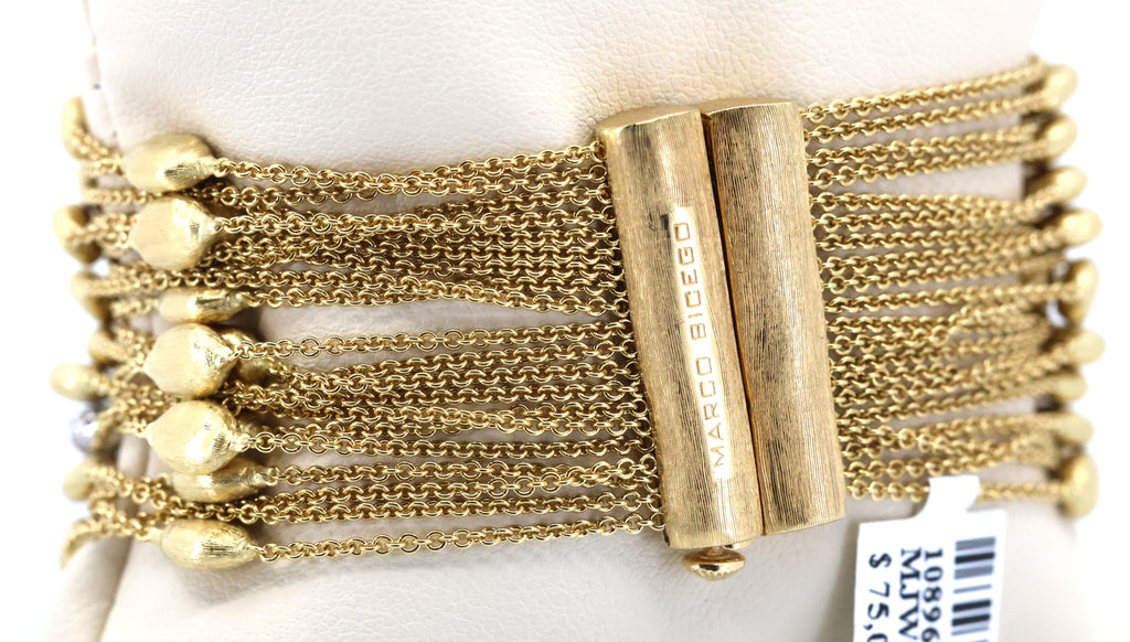 Marco Bicego 18k Yellow Gold 0.75CT Diamond Strand Chain Bracelet, 7", 49.9g, S108966