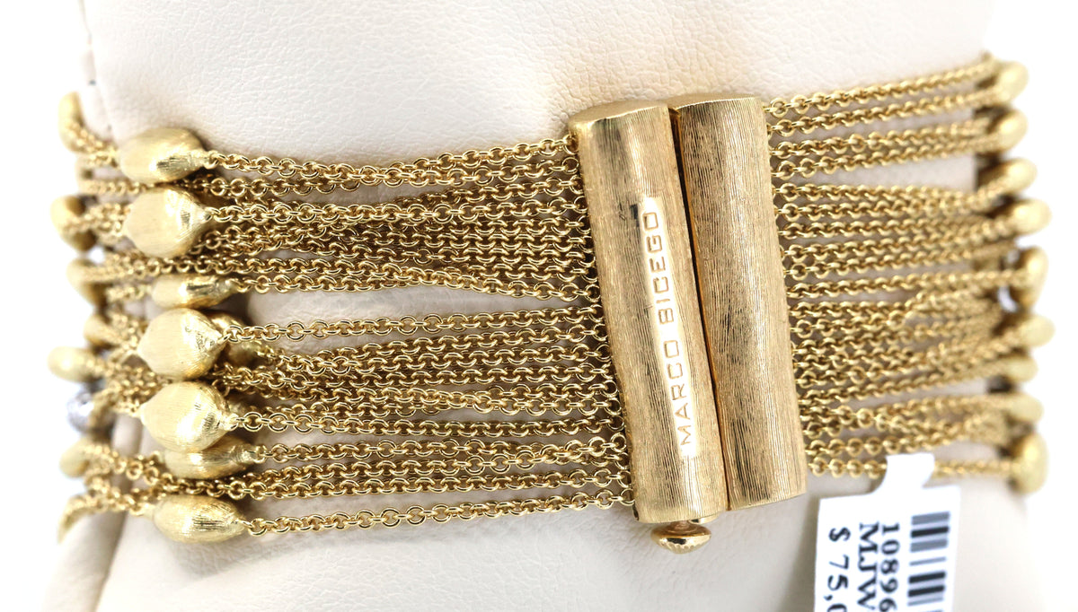Marco Bicego 18k Yellow Gold 0.75CT Diamond Strand Chain Bracelet, 7", 49.9g, S108966