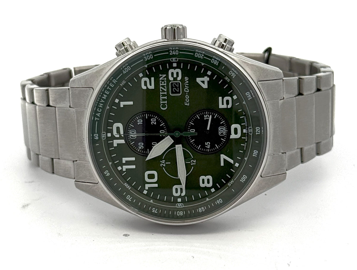 Citizen Eco Drive Chronograph Stainless steel 43mm Green Dial Watch CA0770-56X