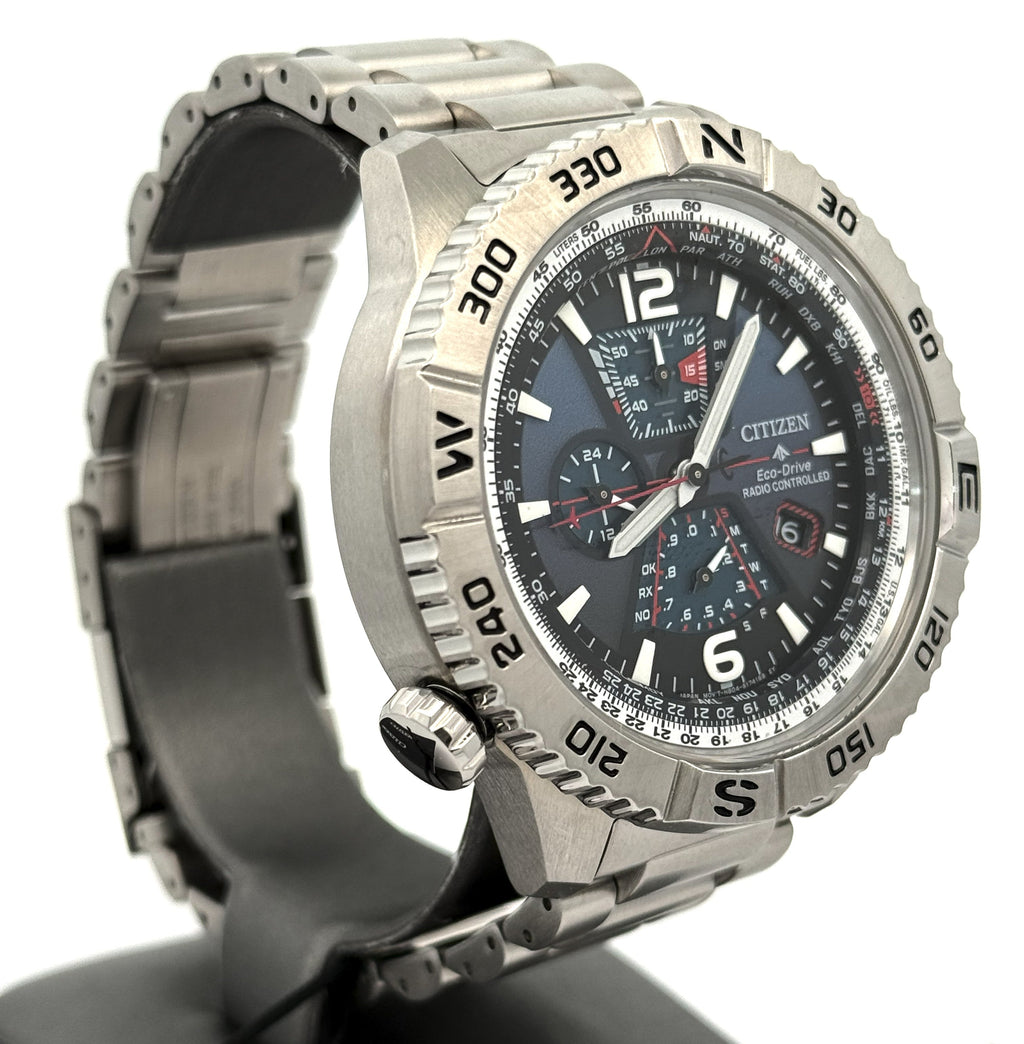 Citizen Navihawk A-T 48 mm Blue Dial Stainless Steel Watch AT8220-55L