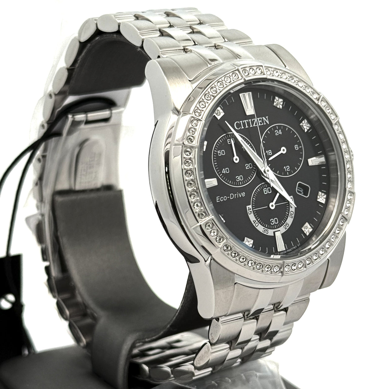 Citizen Crystal Black Dial 42mm Stainless Steel Watch, AT2450-58E