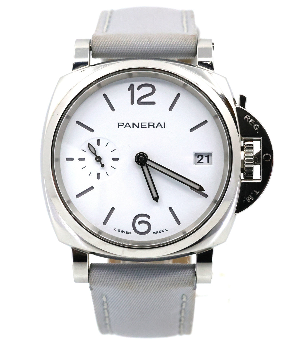 Panerai Luminor Due Prada Re-Nylon 38mm White Dial Watch (PAM01426), S16940 (Pre-owned)