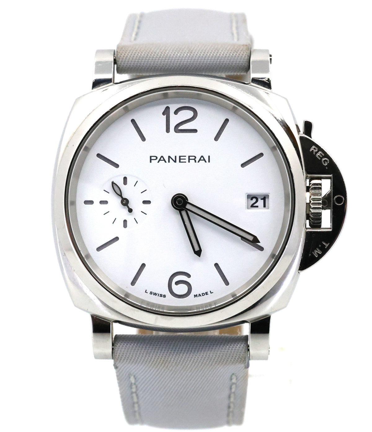 Panerai Luminor Due Prada Re-Nylon 38mm White Dial Watch (PAM01426), S16940 (Pre-owned)
