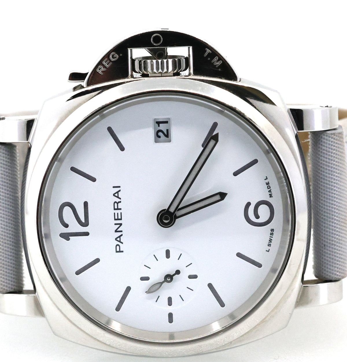 Panerai Luminor Due Prada Re-Nylon 38mm White Dial Watch (PAM01426), S16940 (Pre-owned)