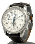 LONGINES MASTER COLLECTION CHRONO MOONPHASE 40MM Silver Dial Leather Men's Watch L2.673.4.78.3