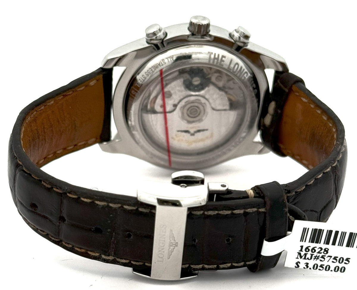 LONGINES MASTER COLLECTION CHRONO MOONPHASE 40MM Silver Dial Leather Men's Watch L2.673.4.78.3