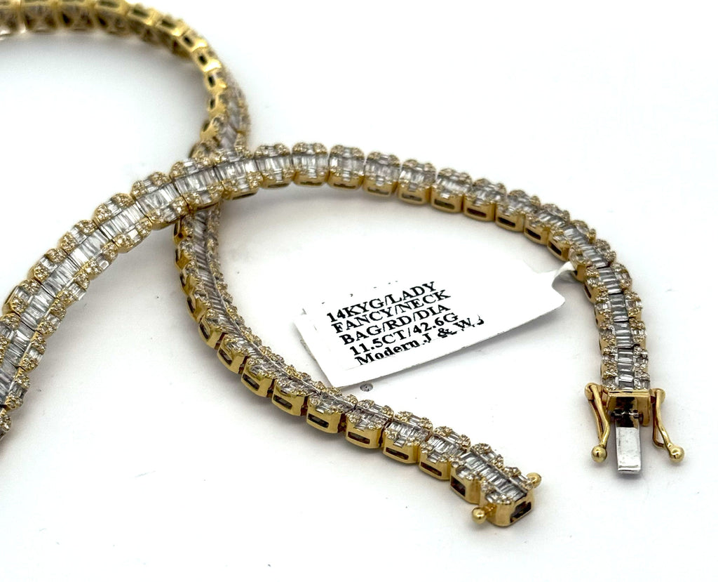 14k Yellow Gold 11.25CT Diamond Lady Fancy Necklace, 42.6g, 18", S108484