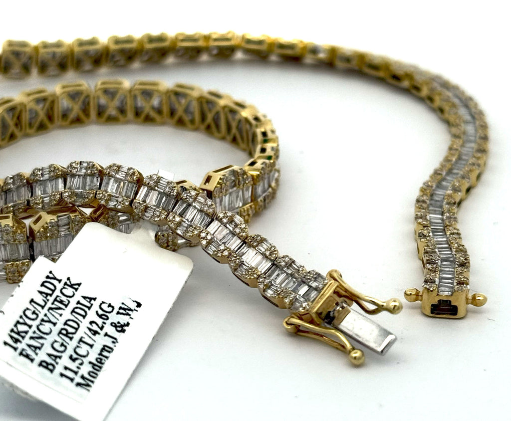 14k Yellow Gold 11.25CT Diamond Lady Fancy Necklace, 42.6g, 18", S108484