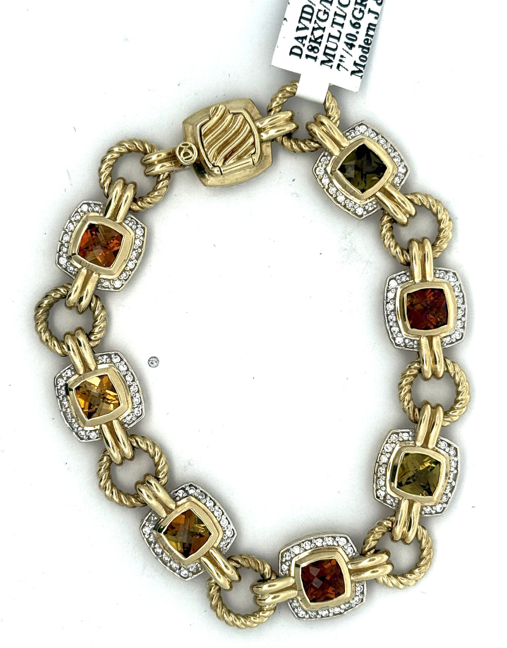 David Yurman 18k Yellow Gold Lady Bracelet Multicolor, S108517 (Pre-owned)
