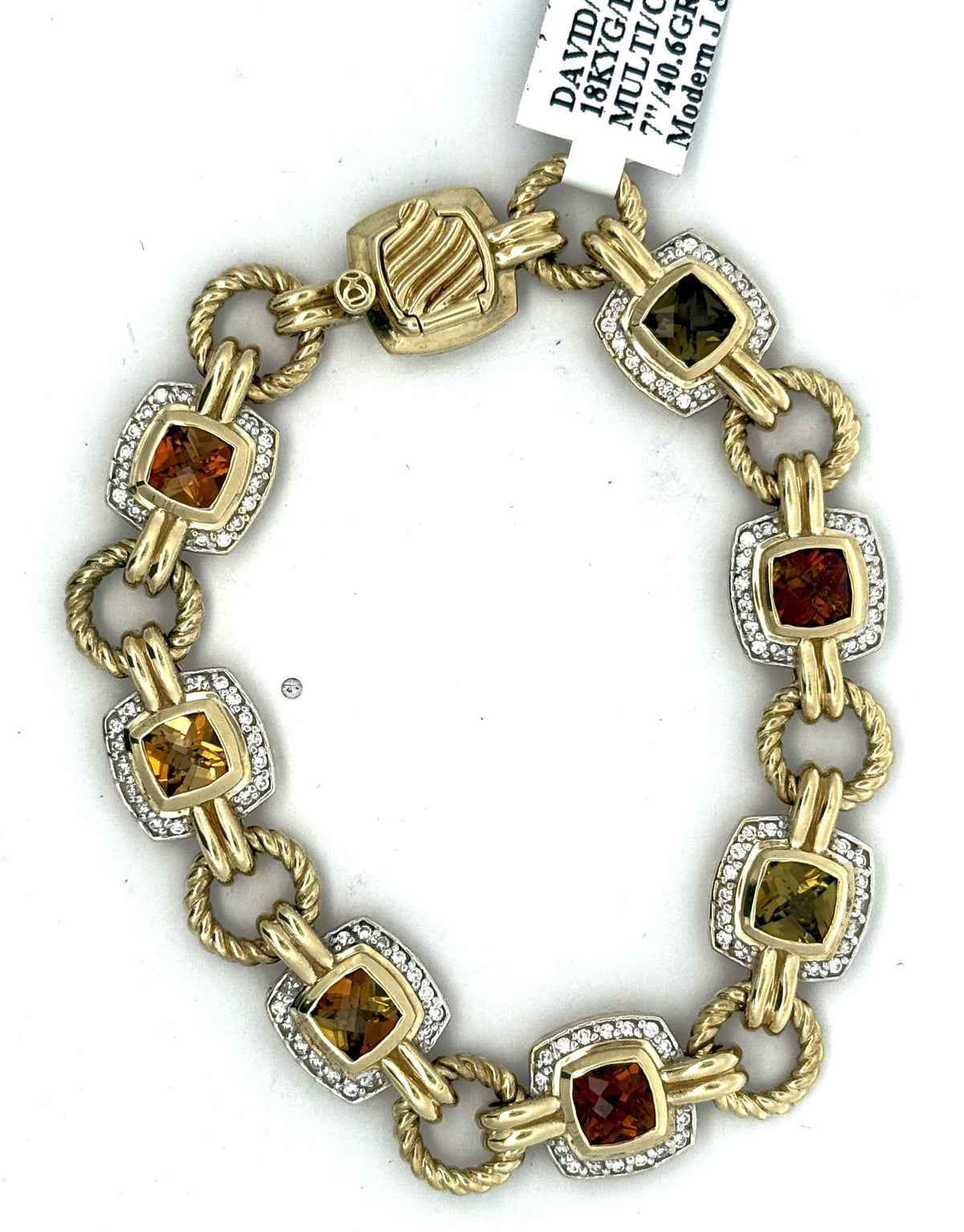 David Yurman 18k Yellow Gold Lady Bracelet Multicolor, S108517 (Pre-owned)