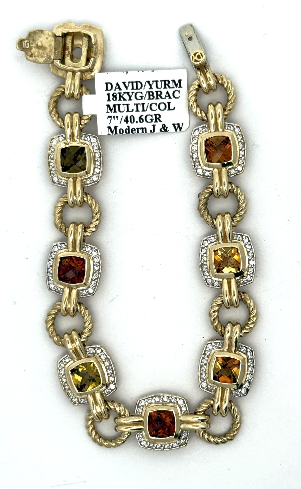 David Yurman 18k Yellow Gold Lady Bracelet Multicolor, S108517 (Pre-owned)