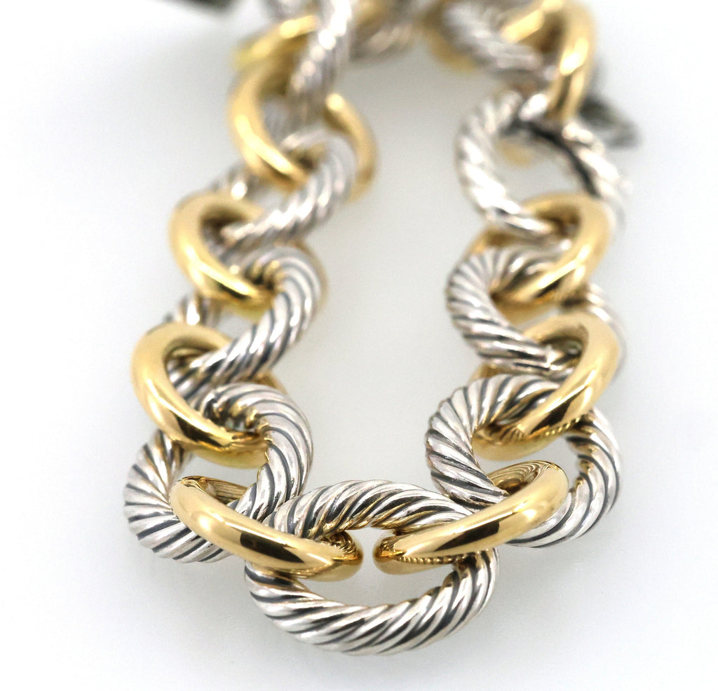 David Yurman Oval Link Chain Bracelet in Silver with 18k Gold,12mm