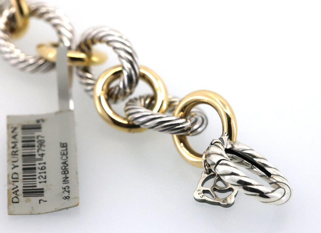 David Yurman Oval Link Chain Bracelet in Silver with 18k Gold,12mm