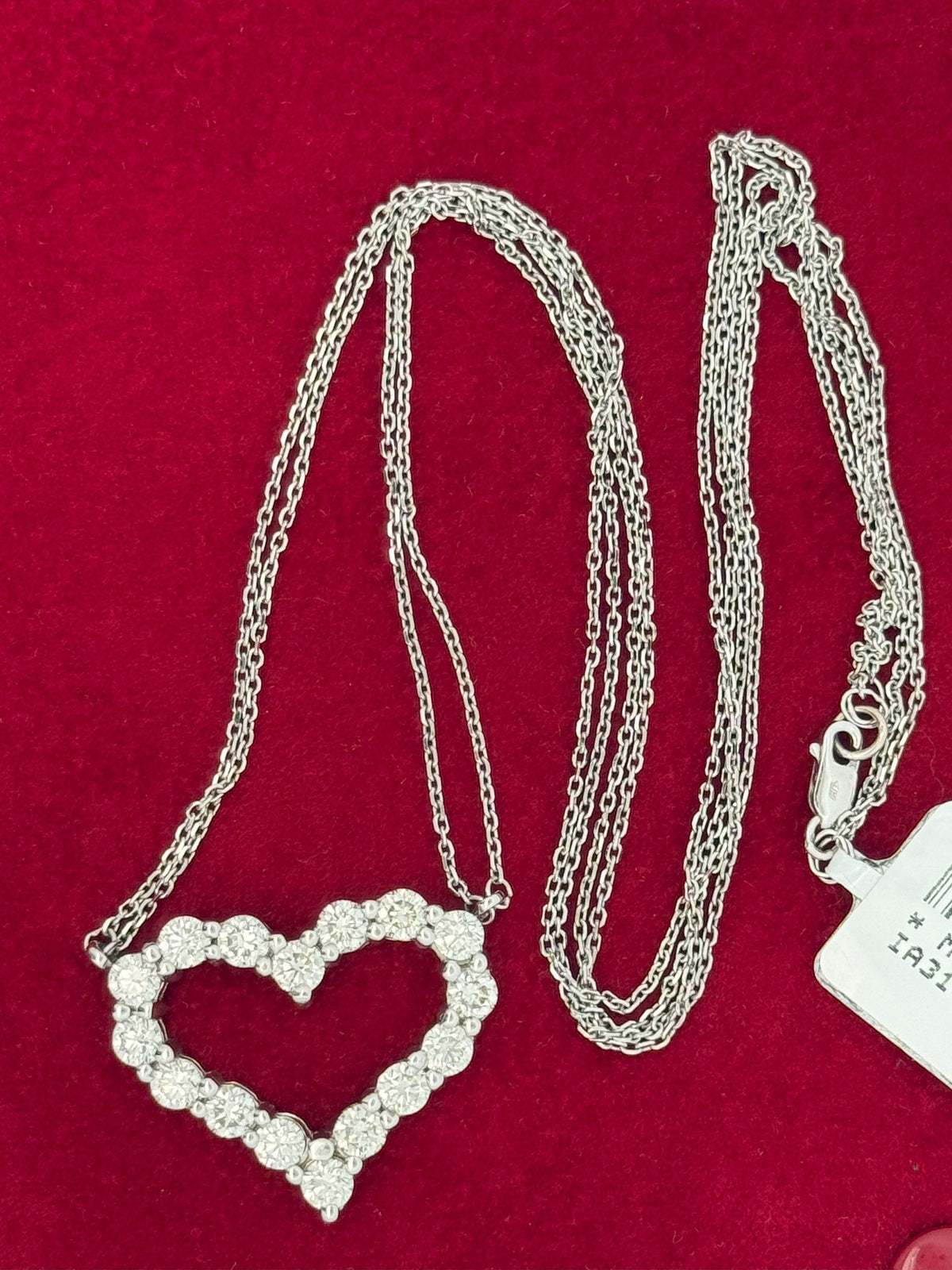 14k White Gold 2.25CT Diamond Heart Pendant Necklace, 6.3g, S108595